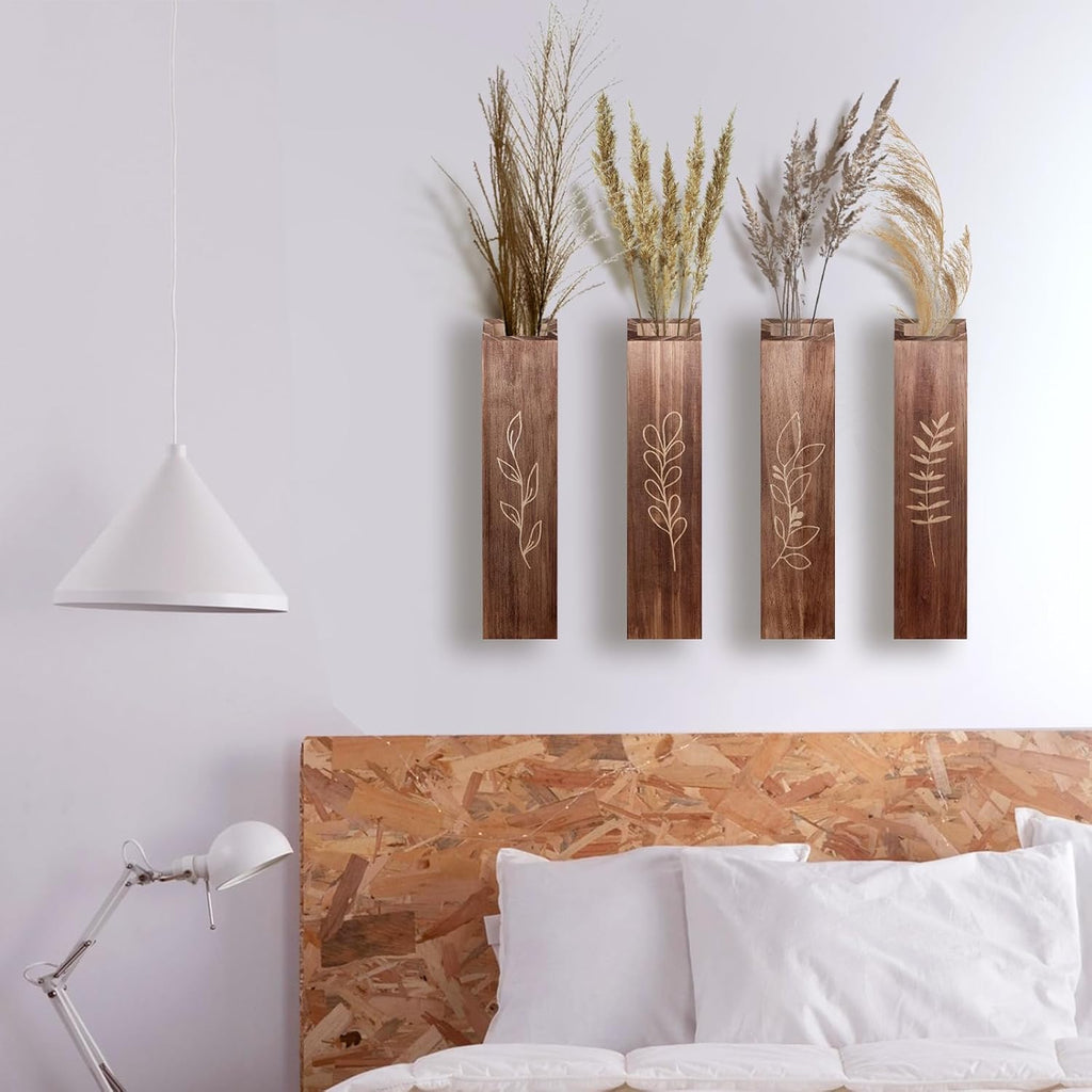 4 Pack Wood Indoor Wall Planter