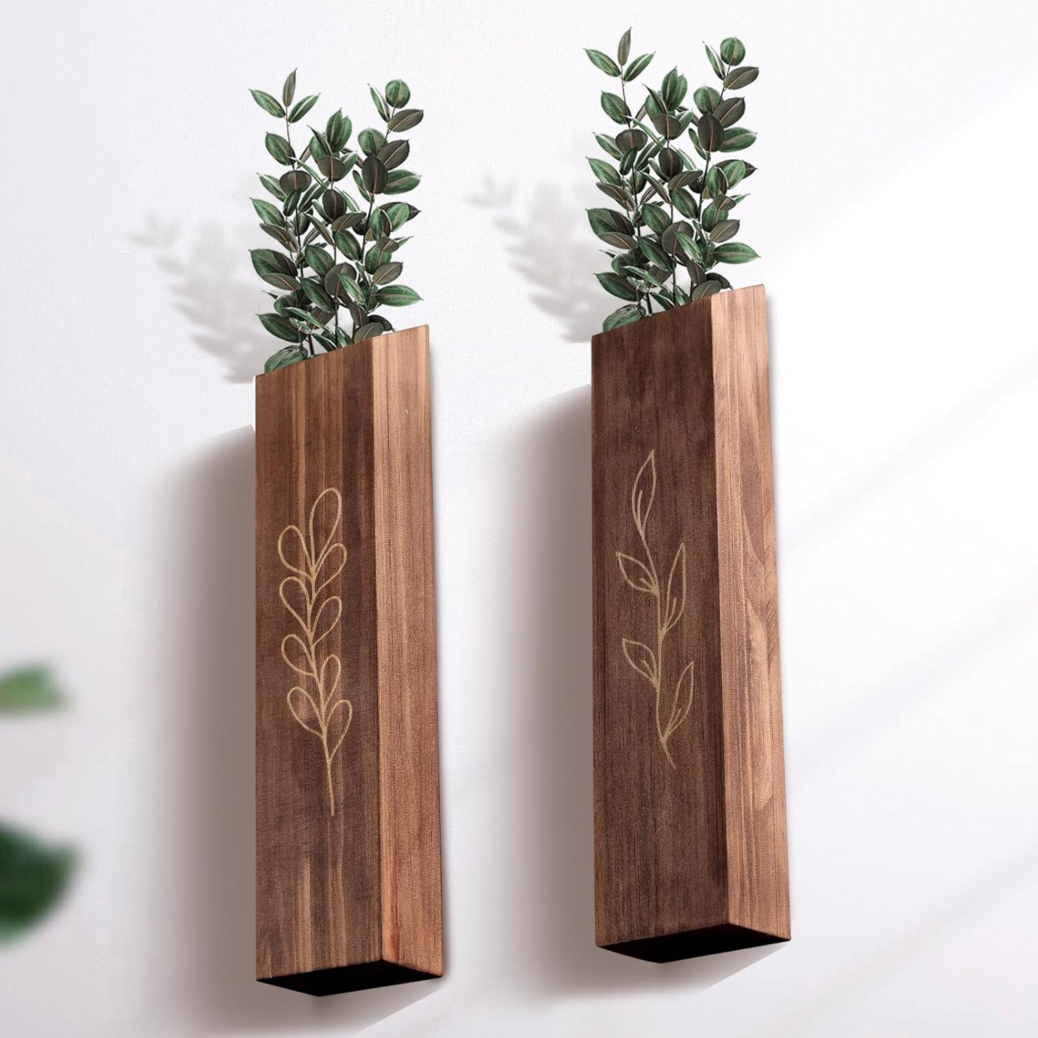 4 Pack Wood Indoor Wall Planter